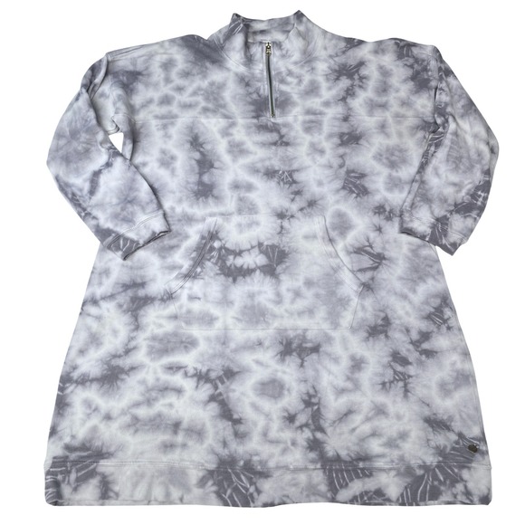 LIVI Lane Bryant Dresses & Skirts - LIVI Lane Bryant Gray Tie‎ Dye Quarter Zip Sweatshirt Dress Plus Size 18/20
